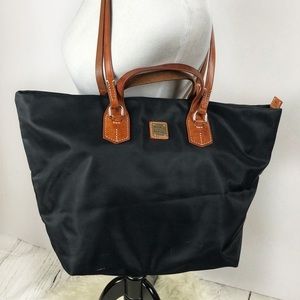 Dooney & Bourke Black Nylon Tote w/leather straps